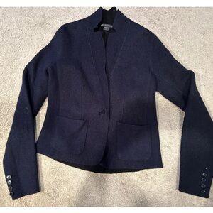 Armani Exchange Wool Blazer Cardigan Navy Blue Pockets Button Women’s Medium